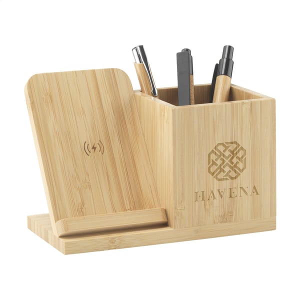 Bamboo Boss 15W draadloze oplader/penhouder
