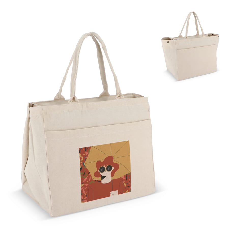Katoen Tote met rits OEKO-TEX® 39 x 24 x 34cm 320g/m²