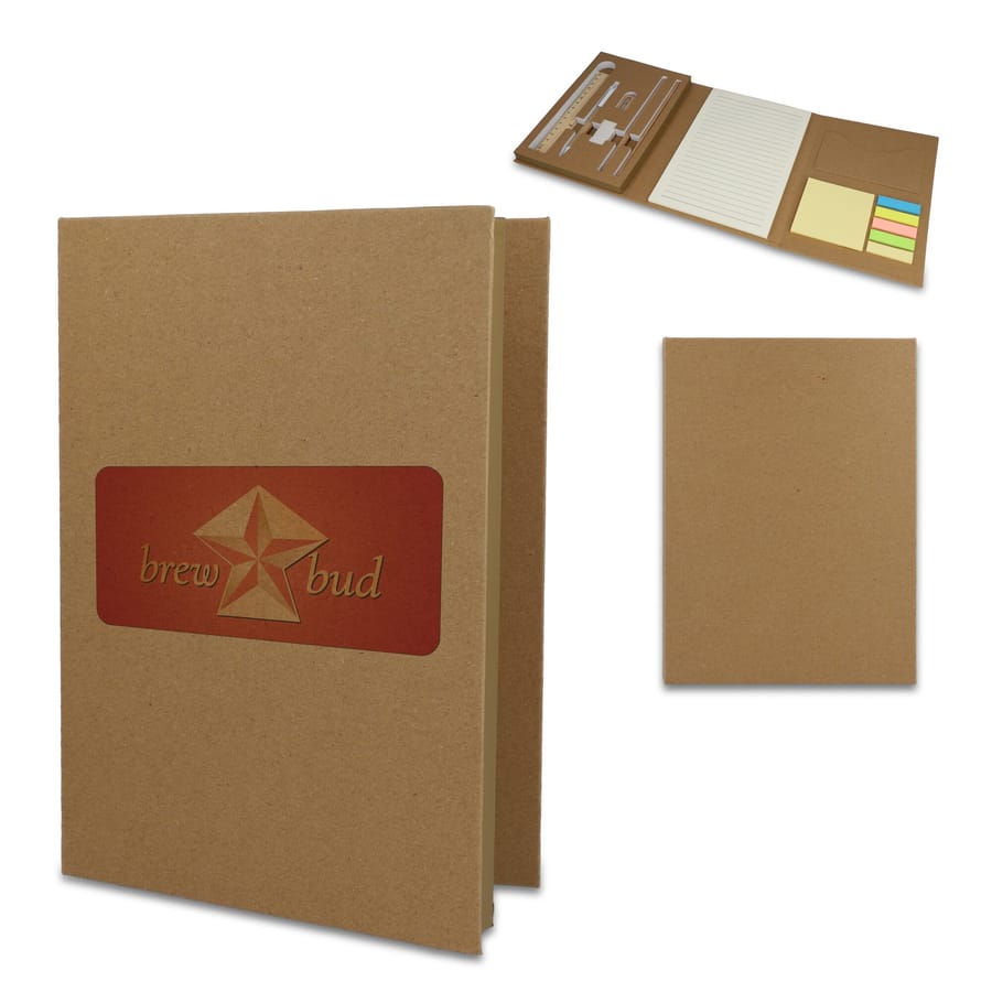 Drievoudige stationaire set van gerecycled papier